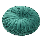 Livingandhome Round Pleated Pumpkin Velvet Cushion Green 45cm, SP1886