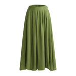 High Waist A-line Midi Skirt with Elastic Waistband and Pockets, CC060898 (Ver.2)