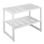 Weiß-Silberfarben 50-70CM Breite 2-stufiges Untertischregal Aus Edelstahl Und PP Mit Verstellbarer Höhe[REGAL Weiß/Silber 50-70/26,5/39 cm 2-stöckig Verstellbar Für Spülschrank], HM080001(DE)