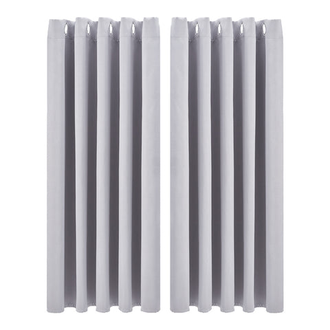 Solid Colour Grommet Top Polyester 100% Blackout Curtains Pair, LY0202 (Ver.2)