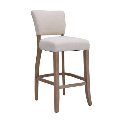 2er-Set Barhocker mit Lehne und Holzrahmen in Beige, FD050009 (DE)