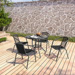 Outdoor Tempered Glass Garden Table with Four Rattan Chairs,LG0885LG0543