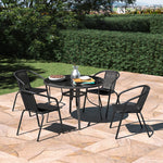 Outdoor Tempered Glass Garden Table with Four Rattan Chairs,LG0887LG0543