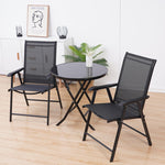 Two Fabric Foldable Chairs with Glass Garden Table,LG0541LG0788