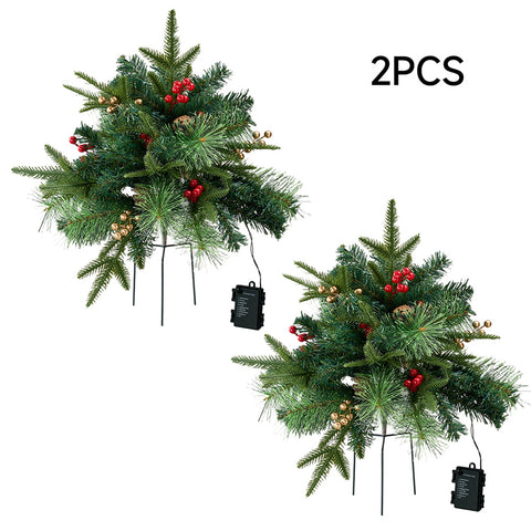 Pack of 2 Artificial Christmas Tree Urn Filler Decoration with String Lights, IF070169