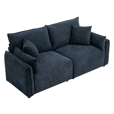 2-Seater Chenille Upholstered Sofa with Throw Pillows, FL050281FL050282