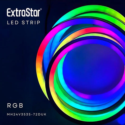 Neon LED Strip 5M Cable with Power Adapter and Remote Control, 9W/M, RGB, AJ0998