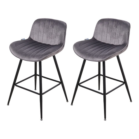 2PCS Flannel Upholstered Bar Stools, FD240057 (Ver.2)