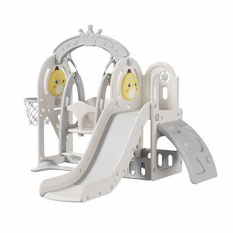 3 in 1 Toddler Slide and Swing Playset with Basketball Hoop, FI1178