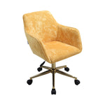 Livingandhome Velvet Upholstered Home Office Swivel Task Chair with Gold Base, XY0634