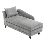 Left Hand Facing Chenille Chaise Lounge with Storage and Pillow, ZH1798 (Ver.2)