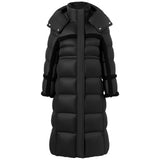 100% Nylon Long Puffer Coat with Hood & Pockets, CC062016