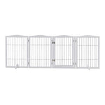 Livingandhome White 4-Panel Wooden Folding Pet Playpen, FI0557