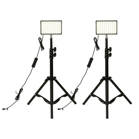 Set of 2 Portable Dimmable Fill LED Video Lights with Adjustable Tripod, DM380009 (Ver.2)