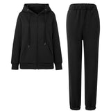 2-Piece Long Sleeve Zip-Up Hooded Fleece Tracksuit Loungewear Set, CC062349