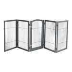 Livingandhome Freestanding Wooden Pet Playpen 5-Panel Grey, FI0567