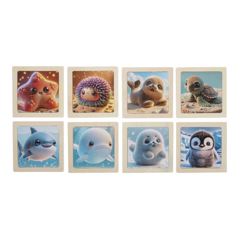 Wooden Toddler Marine Animals Cognitive Jigsaw Puzzle Set, SI0099