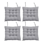 4er-Set Graue Weiche Dicke Sitzkissen 40/40/5 cm mit Bindebändern und Punktsteppung, [SITZKISSEN Grau 4er-Set 40/40/5 cm Weich Dick Mit Bindebändern], HT080045(DE)