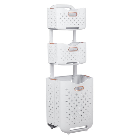 3-Tier Foldable Laundry Baskets with Casters, WZ0277