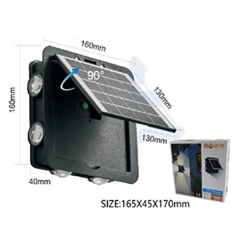 4-Way LED Solar Wall Light, 3000K, AJ1000