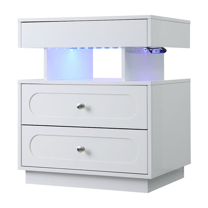 Modern 3-Drawer Bedside Table with RGB Lighting, FB490074