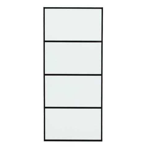 Livingandhome Glass Black Barn Door with Sliding Hardware Kit, LG1117LG1121