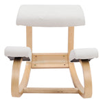 White Ergonomic Kneeling Chair with Wooden Frame Rocking Stool for Home Office, LG1152
