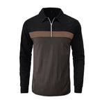 Casual Quarter Zip Turn Down Collar Long Sleeve Polo Shirt, MN0024