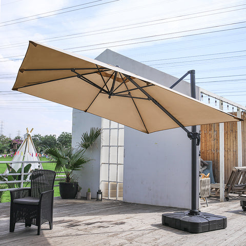 Livingandhome Large Square Canopy Rotating Outdoor Cantilever Parasol with Plastic Base, LG0797LG0809