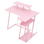 L-shaped Gaming Desk with Monitor Stand and Headphone Hook, FO250036