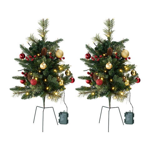2-Pack Artificial Christmas Trees with Decorations and LED Lights, IF070173 (Ver.2)