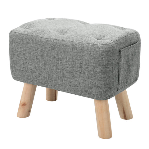 Linen Upholstered Ottoman Footstool with Pocket, ZH0873 (Ver.2)