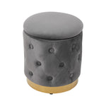 Grey Round Storage Ottoman with Removable Lid, ZG1765