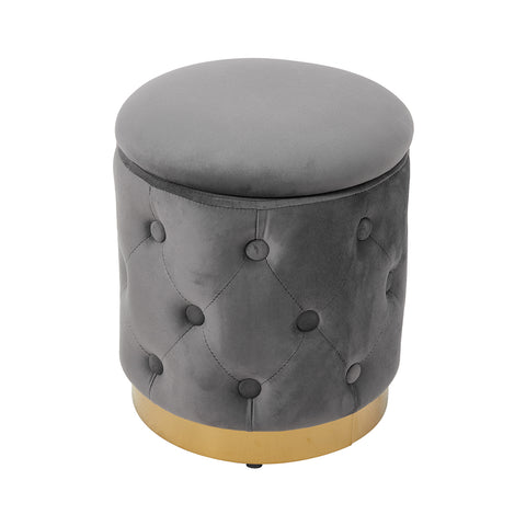 Grey Round Storage Ottoman with Removable Lid, ZG1765