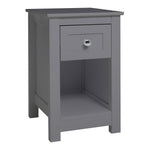 Grauer Beistelltisch aus MDF mit Schublade und offenem Fach, 28 x 30 x 45 cm – kompakt vielseitig für Wohnzimmer und Schlafzimmer [Beistelltisch Grau MDF 28 x 30 x 45 cm mit Schublade und offenem Fach], FB090003(DE)