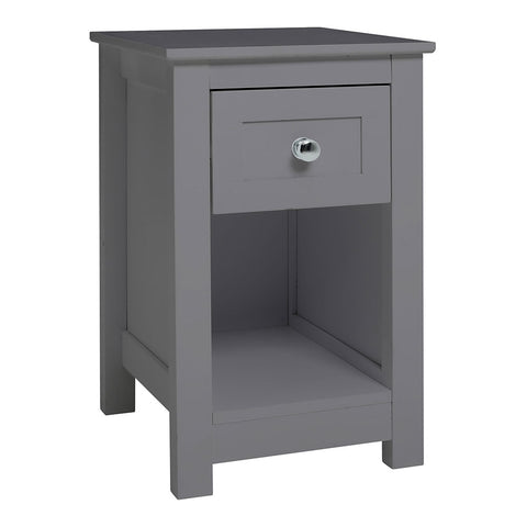Grauer Beistelltisch aus MDF mit Schublade und offenem Fach, 28 x 30 x 45 cm – kompakt vielseitig für Wohnzimmer und Schlafzimmer [Beistelltisch Grau MDF 28 x 30 x 45 cm mit Schublade und offenem Fach], FB090003(DE)