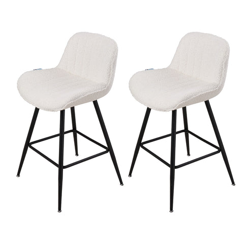2PCS Sherpa Fleece Upholstered Bar Stools, FD240054 (Ver.2)