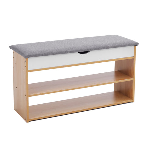 3-Tier Shoe Storage Bench with Padded Seat, XY0155