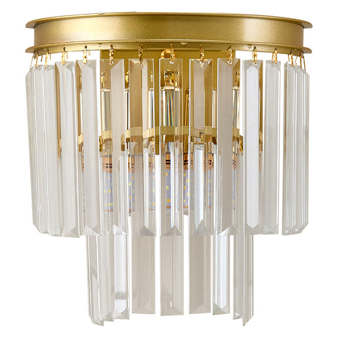 Elegant E14 Crystal Glass Wall Lamp with Golden Finish Base, LI530008 (Ver.2)