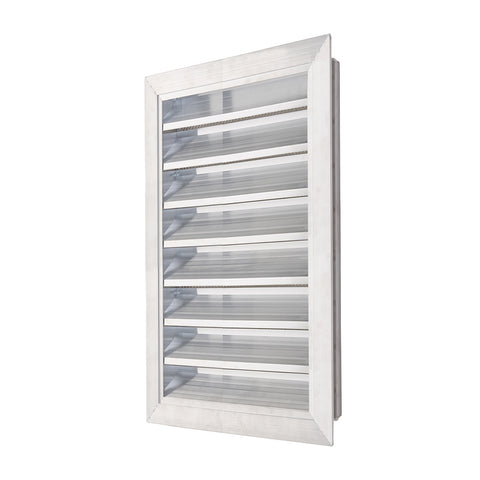 Weather Fixed Louvre Ventilation Grille Aluminium Finish with Mesh, JC0128