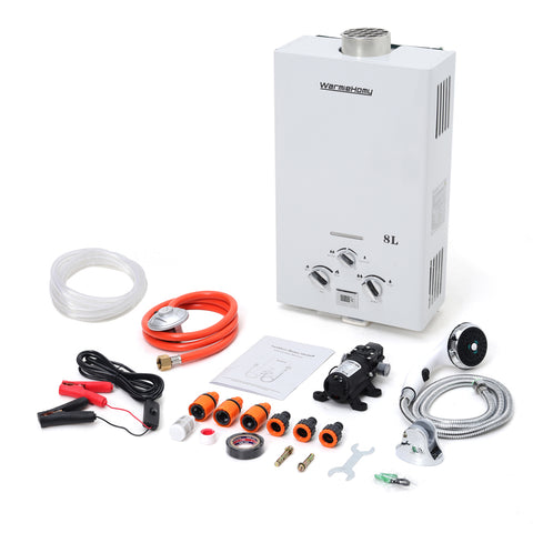 8L 16KW Outdoor Instant Gas Water Heater with Shower Head, FI0361