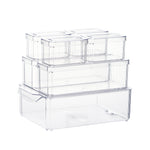 7-teiliges stapelbares Kühlschrank-Organizer-Set – transparente Frischhaltedosen aus PET mit Deckel[Frischhaltedosen Set 7-tlg. transparent PET mit Deckel stapelbar],HS080001(DE)