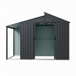 Outdoor Galvanized Steel Storage Shed with Lean-to, PM1647PM1648 (Ver. 2)