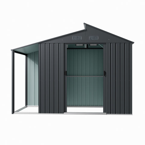 Outdoor Galvanized Steel Storage Shed with Lean-to, PM1647PM1648 (Ver. 2)