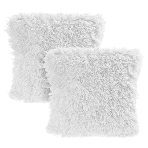 Set of 2 Square Faux Plush Throw Pillow Covers Pillowcases, HT390007