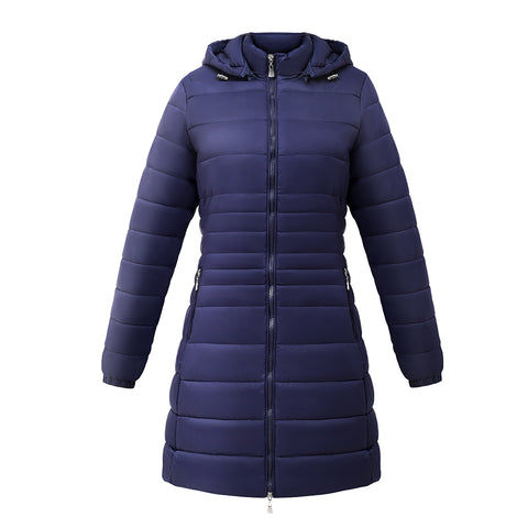 Nylon Quilted Coat with Detachable Hood, CC061228