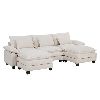 3-Seater Chenille Upholstered Sectional Sofa with Pillows, FL050331FL050332FL050333