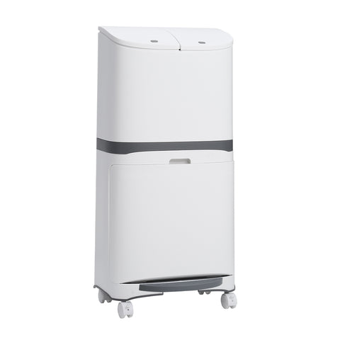 Mülleimer 48L mit Pedal und Rollen Weiß 36/20/79 cm [MÜLLEIMER Weiß 48L Pedal & Rollen], HH320017(DE)