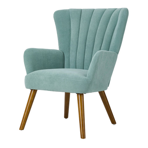 Velvet Upholstered Accent Chair Armchair with Wood Legs, FL050147