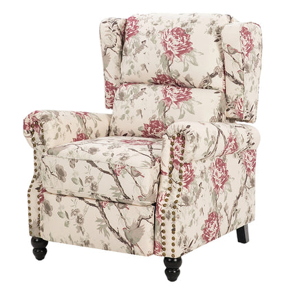 Linen Fabric Upholstered Sofa Pushback Reclining Chair Armchair, FL050184 (VER.2)